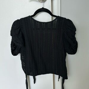 Free people eyelet black top